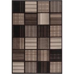 Meticulously Woven Contemporary Grey Coeus Geometric Squares Rug (67 X 94)