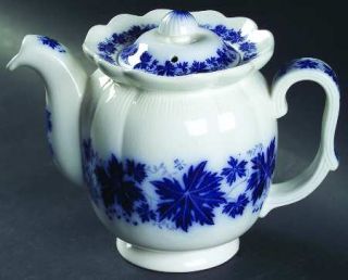 Gefle Vinranka Coffee Pot & Lid, Fine China Dinnerware   Percy,Flow Blue Leaves,