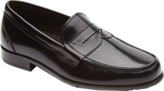 Mens Rockport Classic Penny Loafer   Black Brush Off Leather Penny Loafers