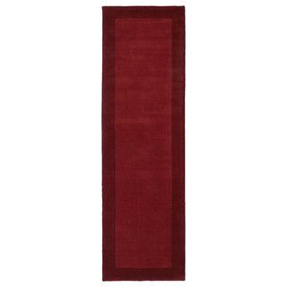 Borders Hand tufted Red Wool Rug (26 X 89)