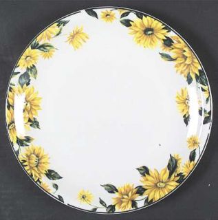 Thomson Sunflower Dinner Plate, Fine China Dinnerware   Yellow Sunflowers, Green