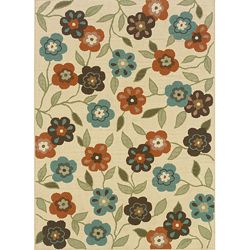 Ivory/ Brown Outdoor Area Rug (67 X 96)