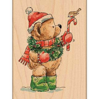 Penny Black Mounted Rubber Stamp 3.25x4 candy Cane Perch (BrownModel PB4012KMaterials WoodDimensions 4 inches high x 3.25 inches wide x 0.75 inches deep )