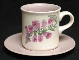 Pfaltzgraff Cape May Flat Cup & Saucer Set, Fine China Dinnerware   Pink Floral,