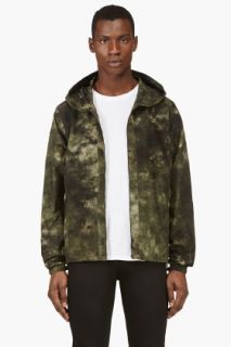Acne Studios Green Hooded Camo Print Jacket