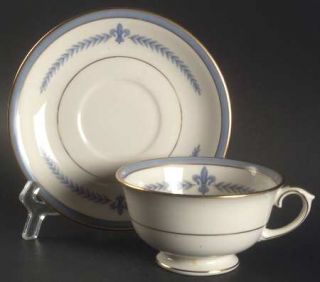 Lamberton Puritan Footed Cup & Saucer Set, Fine China Dinnerware   Blue/Yellow L