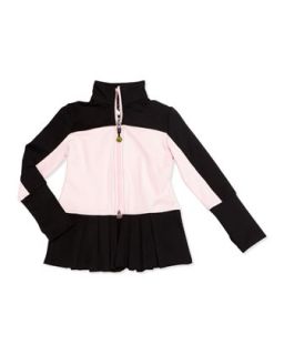 Pleated Two Tone Tech Jacket, Black/Pink, 4 5