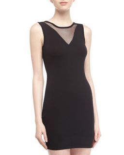 Mesh Inset Fitted Cocktail Dress, Black