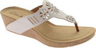 Womens Clarks Alto Seawalk   White Leather Thong Sandals
