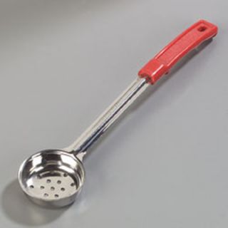 Carlisle 2 oz Perforated Portion Spoon   Stainless/Red