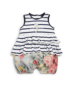 Ralph Lauren Infants Stripes & Flowers Shortall   Navy