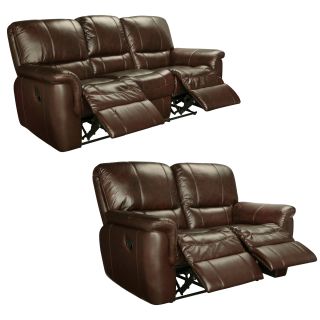 Ethan Chestnut Brown Italian Leather Reclining Sofa And Loveseat