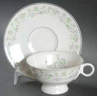 Haviland Greenbrier Footed Cup & Saucer Set, Fine China Dinnerware   New York, P