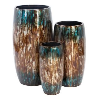 Tall Colorful Metal Planters   Set of 3 Multicolor   63987