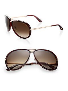 Tom Ford Eyewear Cyrille Resin Aviator Sunglasses   Brown