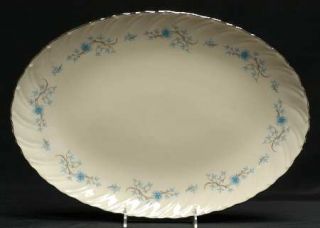 Lenox China Chanson 16 Oval Serving Platter, Fine China Dinnerware   Blue Flowe