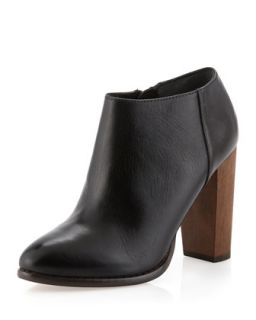 Sandra Leather Ankle Boot, Black