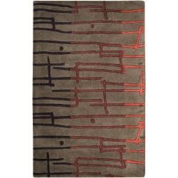 Noah Packard Hand tufted Dark Brown/orange Contemporary Signature New Zealand Wool Abstract Rug (5 X 8