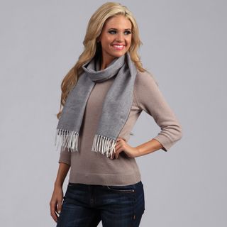 Peach Couture Grey With White Fringe Scarf