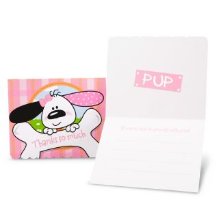 Playful Puppy Pink Thank You Notes