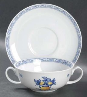 Vista Alegre Viana Flat Cream Soup Bowl & Saucer Set, Fine China Dinnerware   Bl