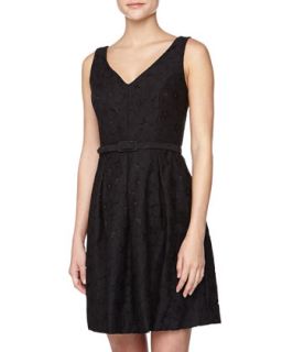 Sleeveless Lace Fit And Flare Dress, Black
