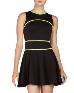 Neon Trim Dress, Black/Lime