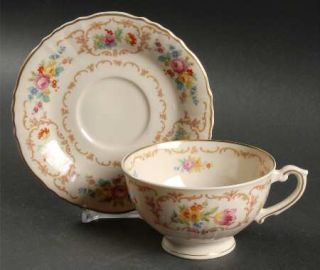Syracuse Riviera Footed Cup & Saucer Set, Fine China Dinnerware   Federal Shape,