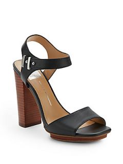 Feryl Leather Ankle Strap Sandals   Black