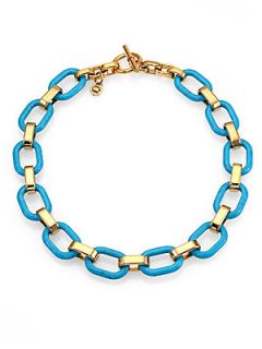 Michael Kors Mixed Link Chain Necklace/Blue   Gold