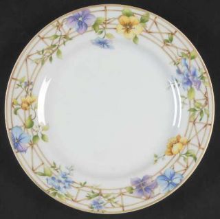 Christopher Stuart French Trellis Salad Plate, Fine China Dinnerware   Yellow,Bl
