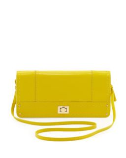 Kadie Pickstitch Crossbody Clutch Bag, Yellow