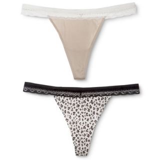 Gilligan & OMalley Womens 2 Pack Micro Lace Thong   Brown XS