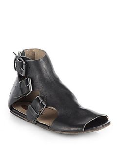 Marsell Leather Buckle Sandals   Black
