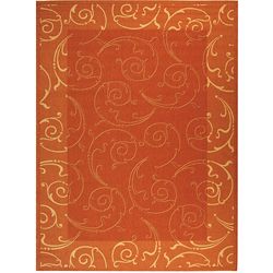 Indoor/ Outdoor Oasis Terracotta/ Natural Rug (67 X 96) (RedPattern FloralMeasures 0.25 inch thickTip We recommend the use of a non skid pad to keep the rug in place on smooth surfaces.All rug sizes are approximate. Due to the difference of monitor colo