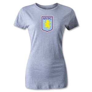 hidden Aston Villa Womens Distressed T Shirt (Gray)