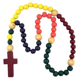Roman Multi colored Wood Bead Rosary