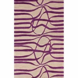 Nuloom Handmade Curves Purple Wool/ Faux Silk Rug (5 X 8)