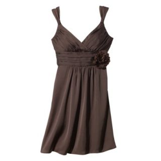 TEVOLIO Womens Plus Size Satin V Neck Dress with Removable Flower   Brown   26W