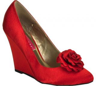 Womens Bordello Camille 01   Red Satin Ornamented Shoes