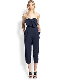 MSGM Bow Top Strapless Jumpsuit   Navy