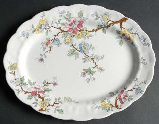 Booths Chinese Tree 12 Oval Serving Platter, Fine China Dinnerware   Yellow,Red
