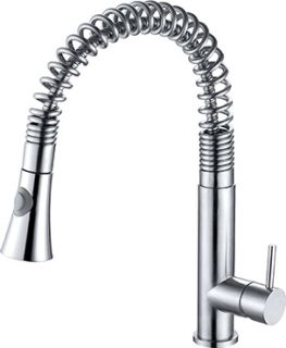 Alfi Brand AB2032 Kitchen Faucet, Commercial Spring w/Pull Down Shower Spray Solid Stainless Steel