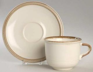 Mikasa NatureS Gallery Flat Cup & Saucer Set, Fine China Dinnerware   Brown Ban