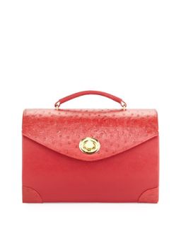Fallon Ostrich Embossed Jewelry Case, Red