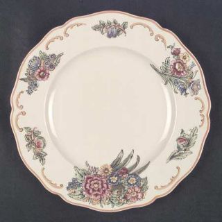 Royal Doulton Floretta Dinner Plate, Fine China Dinnerware   Enamelled Flowers,