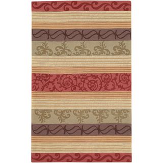 Hand crafted Red Striped Casual Hastings Wool Rug (2 X 3)