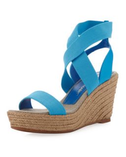 Claudia Elastic Wedge Sandal, Turquoise