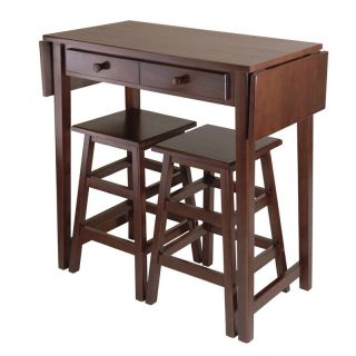 Winsome Mercer 3 Piece Double Drop Leaf Small Table Set with Nesting Stools
