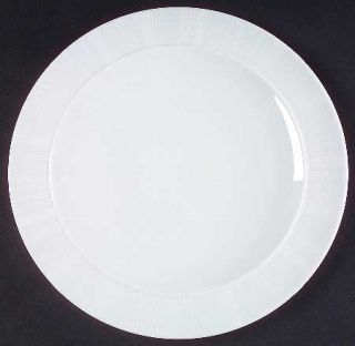 Denby Langley White Silk Dinner Plate, Fine China Dinnerware   White Lines On Ri